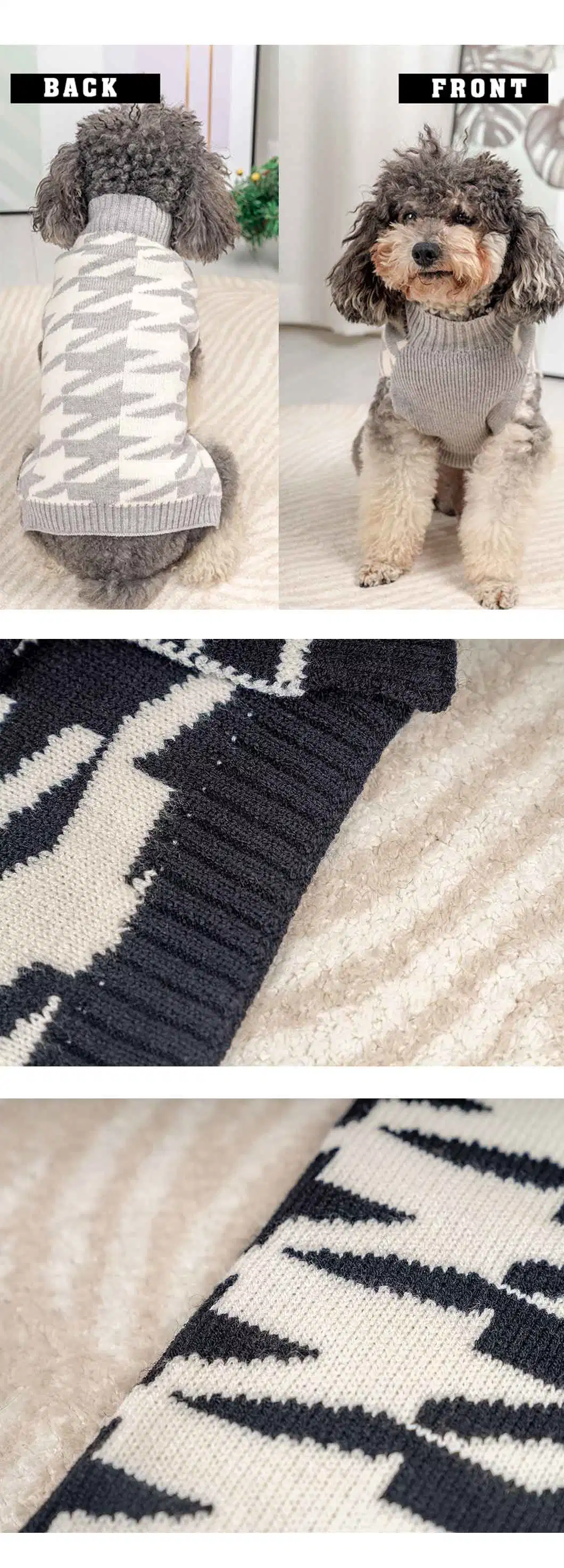 Rena Pet Lozenge Fashionable Comfortable Diamond Pattern Good Quality Warm Knitted Soft Designed Dog Sweater