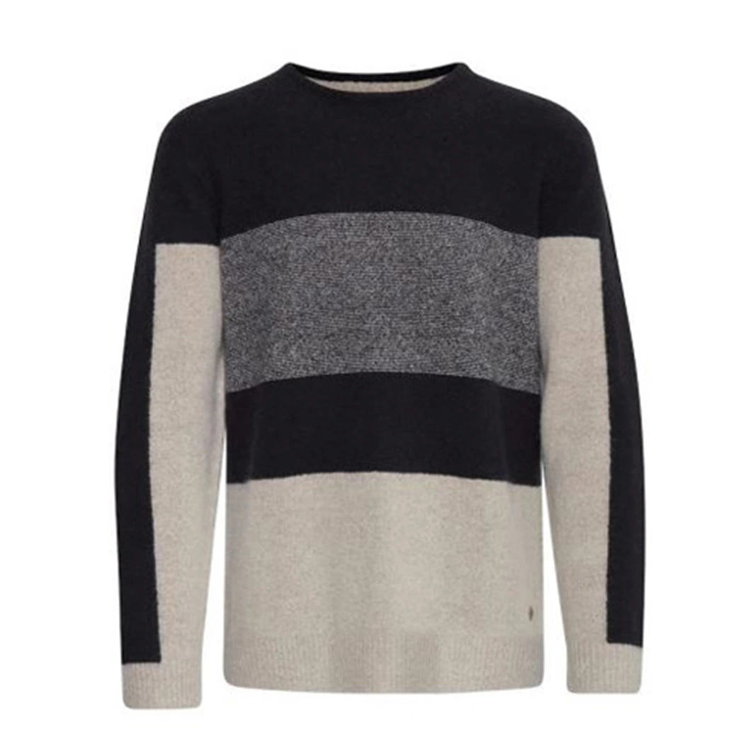 Wool Recycled Polyester Intarsia Pullover for Men Sweater