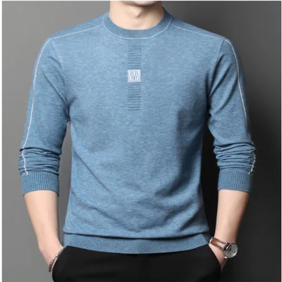 사용자 정의 로고 긴 소매 니트 T 셔츠 남성 'S 봄, 가을 새로운 바닥 셔츠 단색 얇은 남성 'S 라운드 칼라 스웨터